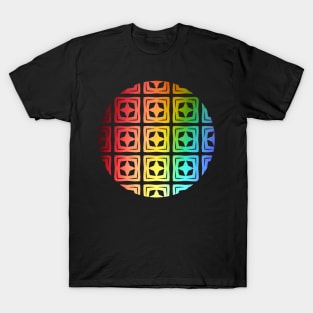 rainbow in circle squares and stars T-Shirt